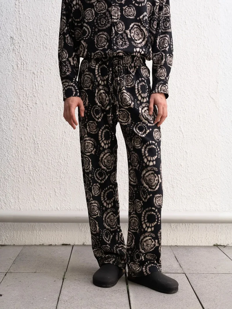 Giesto Black GIESTO Wide Leg Relaxed Fit Pants for Men | Best Price UAE